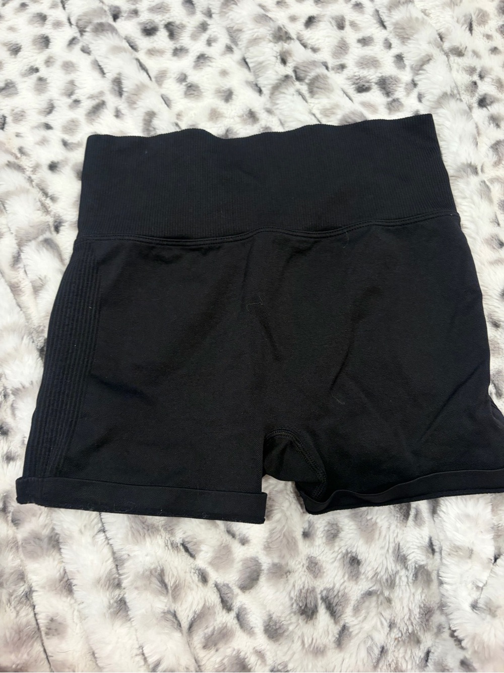 Active USA High-Waist Black Ribbed Waistband Shorts